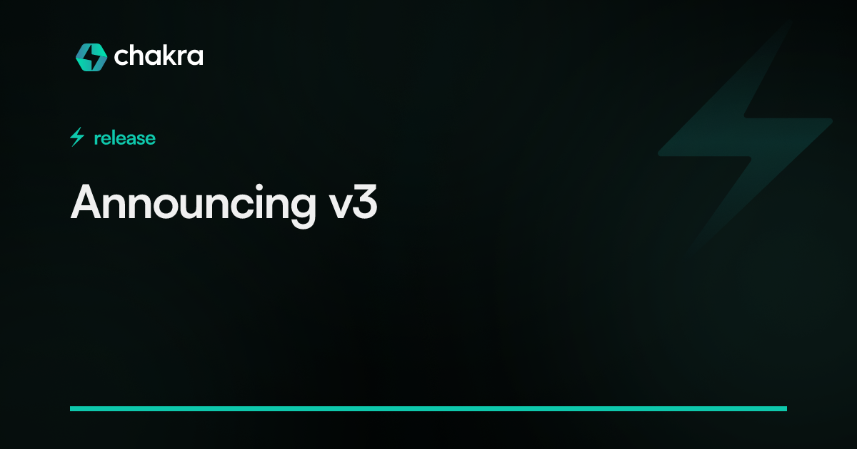 Today, we're excited to announce the long-awaited release of Chakra UI v3. The feedback for Chakra v3 has been incredible and we appreciate those